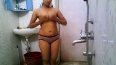 Indian College Babe In Hostel Shower