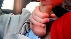 young twink sucks dick in car and swallows