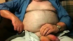 Hairy Grandpa Bear Fondling His Cock