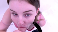 Hot Blonde has orgasm with cock in mouth at audition