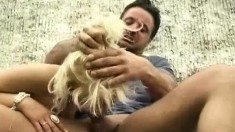 Blonde cocksucker Inna shows her well-endowed man a good time