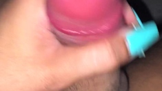 Shemale tranny enjoying solo masturbation