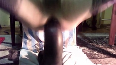 Big Black Dildo Ride by Crossdressing Amateur