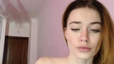 Petite amateur redheaded teen pisses and sucks cock