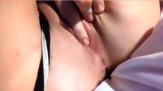 Pussy toying busty high heeled stunner solo pov masturbation