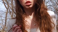 Petite amateur redheaded teen pisses and sucks cock