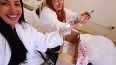 A redhead fucks a brunette in sexy lesbian porn