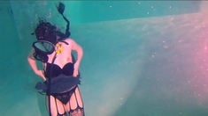 Cosplay bondage underwater