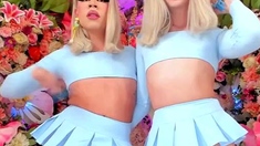 Two naughty sissy trap jerking and suck each other dick