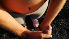 Risky Public Handjob and Nude Blonde Teen
