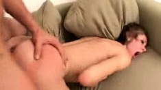 Two Brunette Babe In Hardcore Ffm Blowjob