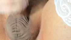 Big Tits Shemale Masturbate her Big Cock