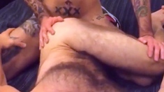 Tattooed Hunk Fucks A Hairy Man