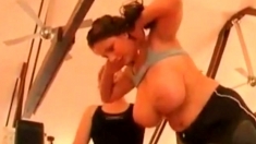 incredible big boobs in public gym