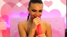 Pink dildo deepthroating by a hot chick DTD