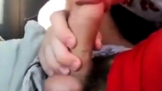 Blonde boy sucks daddy in the car