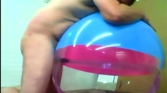 Big inflatable beach ball fuck cum inside