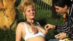 crazy rough picnic fuck with stepmom