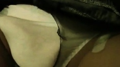 Crossdresser sissy ripping pantyhose with cumshot. CD trap