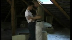 Hot euro studs head up to the attic for a sexy anal adventure