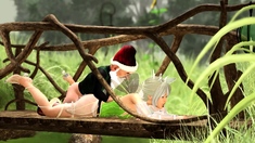 Hot sex! Crazy gnome fucks hard a sexy fairy outdoor