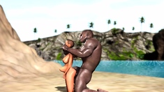 Big black man bangs a horny ebony on the savage island